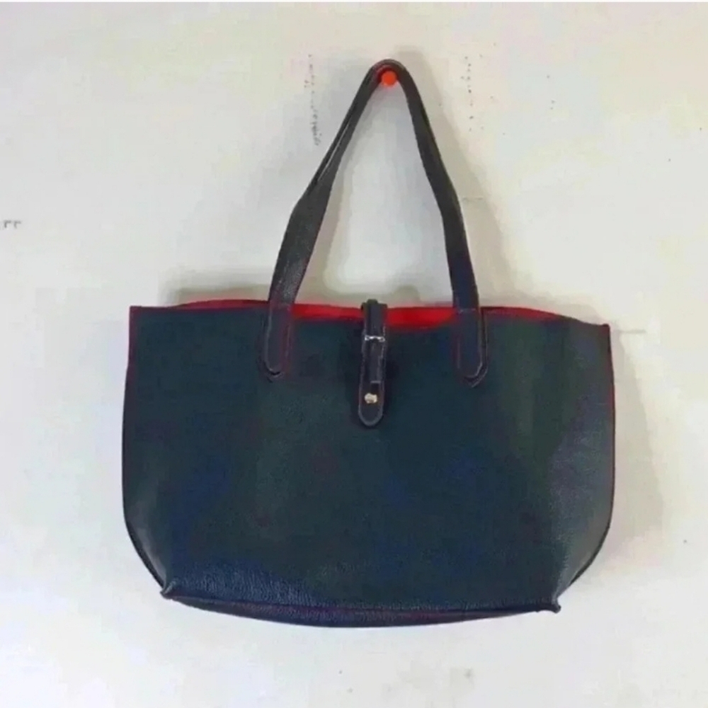 Tutilo New York Black  Pebbled Divided Tote Shoulder Bag